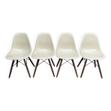 Lot of 4 DSW chairs in walnut fiber by Eames Herman Miller, vintage
