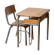 Bureau d'école vintage des années 60 avec porte-cartable