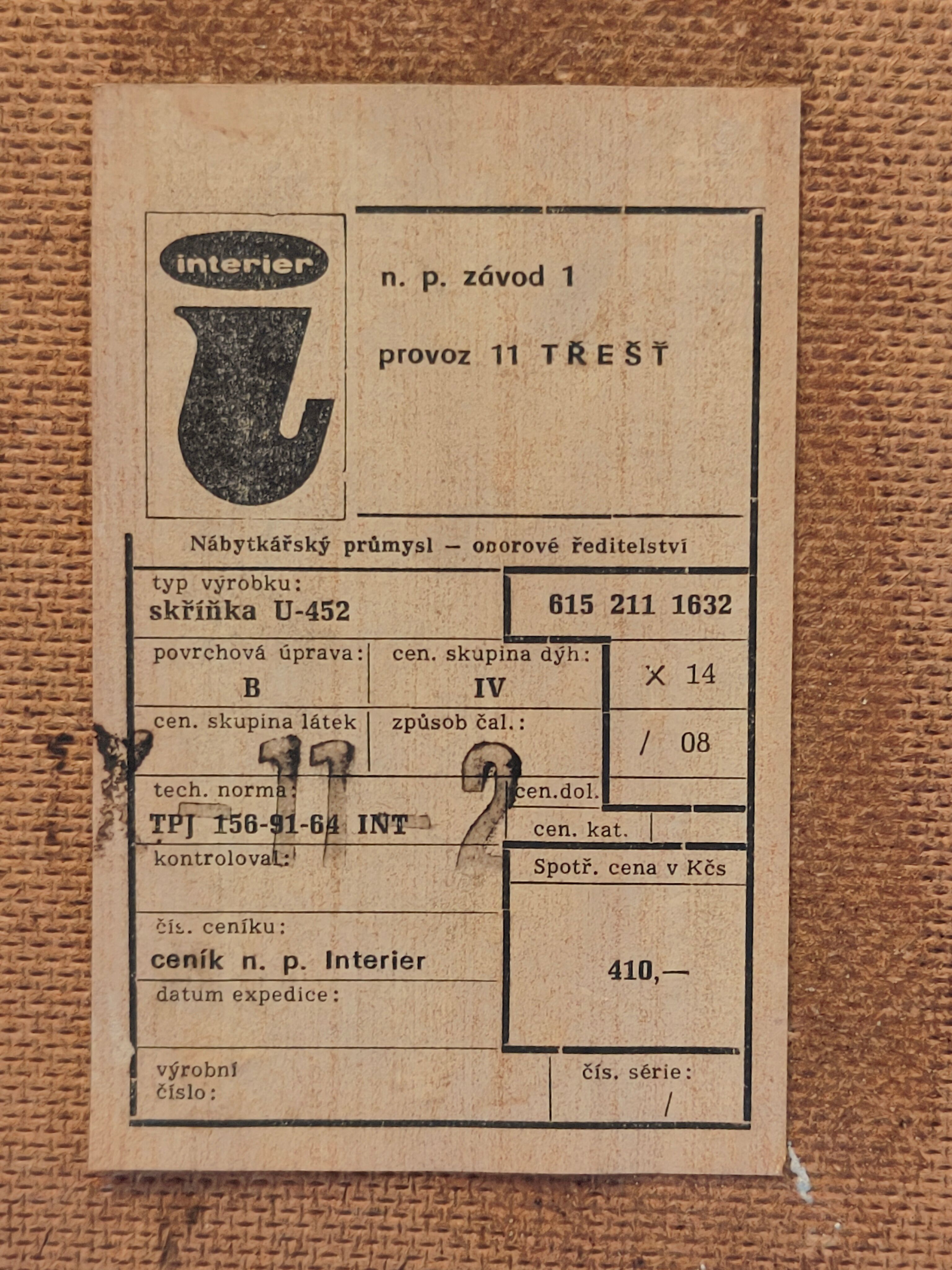 Buffet U 452 Yellow by Jiri Jiroutek for Interier Praha 1960