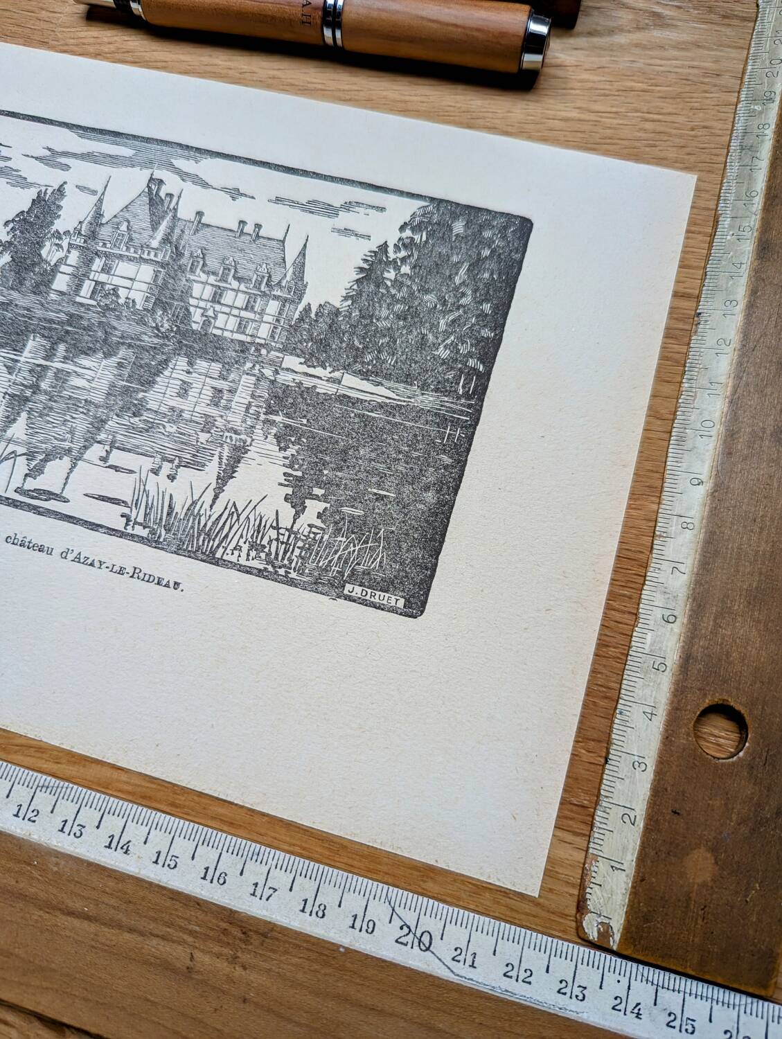 Printed in 1933, the castle of Azay-Le-Rideau, Indre-et-Loire.