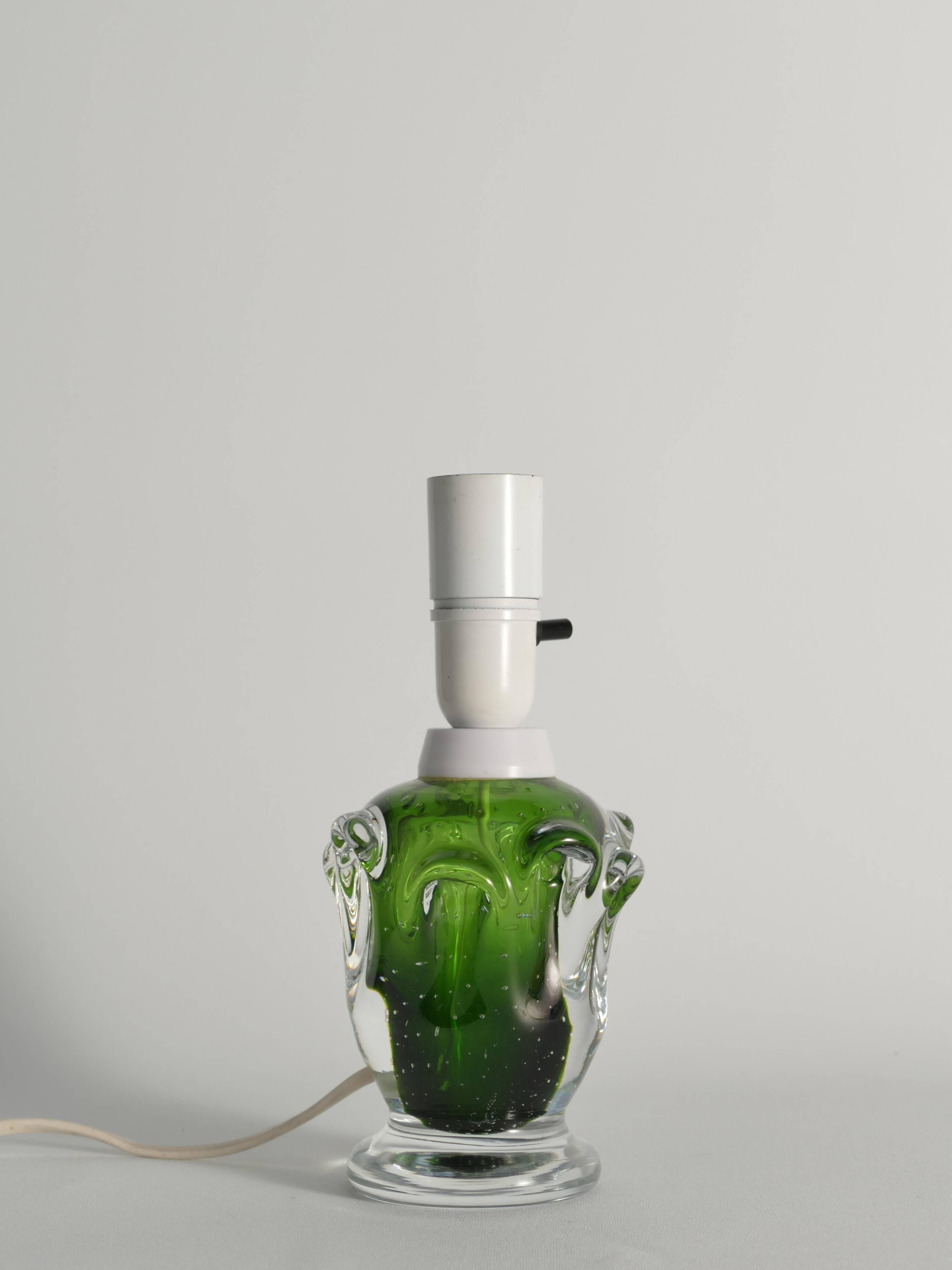 Green Glass Table Lamp Börne Augustsson, Åseda, 1950s