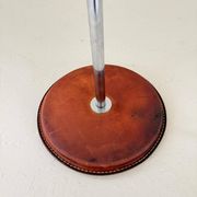 Vintage Midcentury desk lamp in brown leather and chrome Atelje Lyktan, Sweden