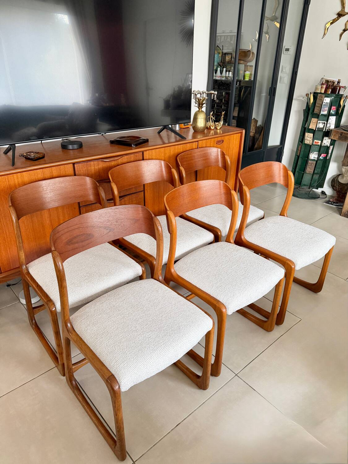 Set of 6 vintage Baumann sled chairs