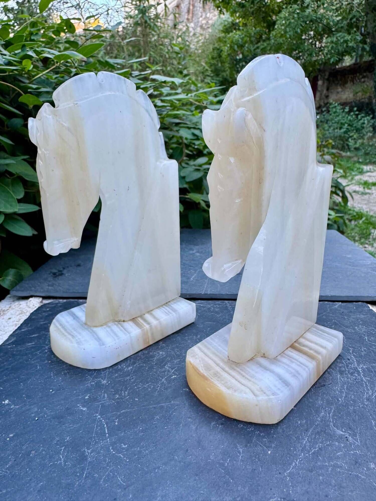 Pair of onyx bookends from the 1960s, vintage Italy.