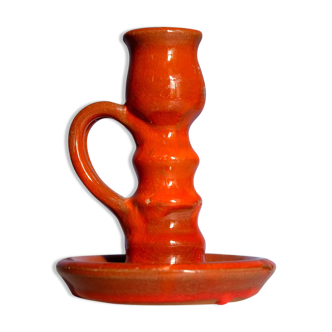 Candlestick in ceramic of Vallauris red from the 1950s