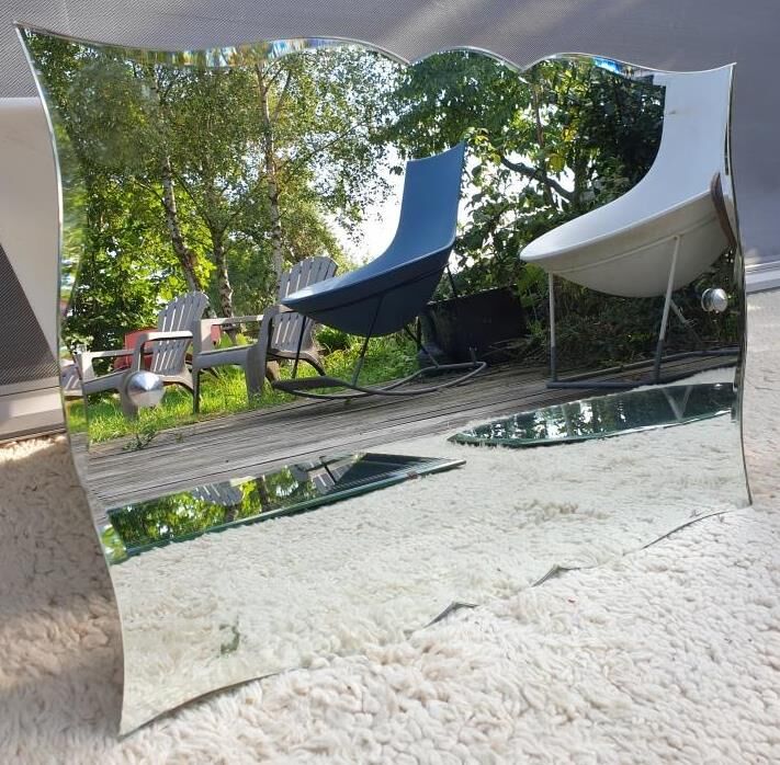 Mirror moustache Art Deco 1940 copper silver