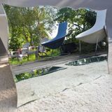 Miroir moustache Art déco 1940 argenture cuivrée