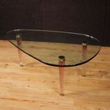 Italian design coffee table in crystal and brass