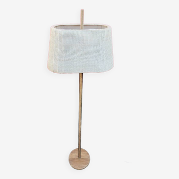 Scandinavian floor lamp in oak metal and fabrics from the 60s
