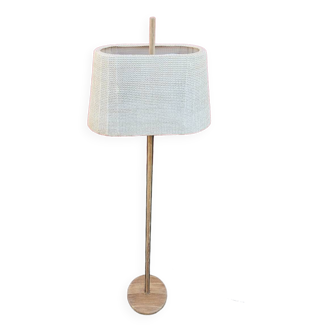 Scandinavian floor lamp in oak metal and fabrics from the 60s