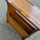 English magazine holder in wood and brown leather