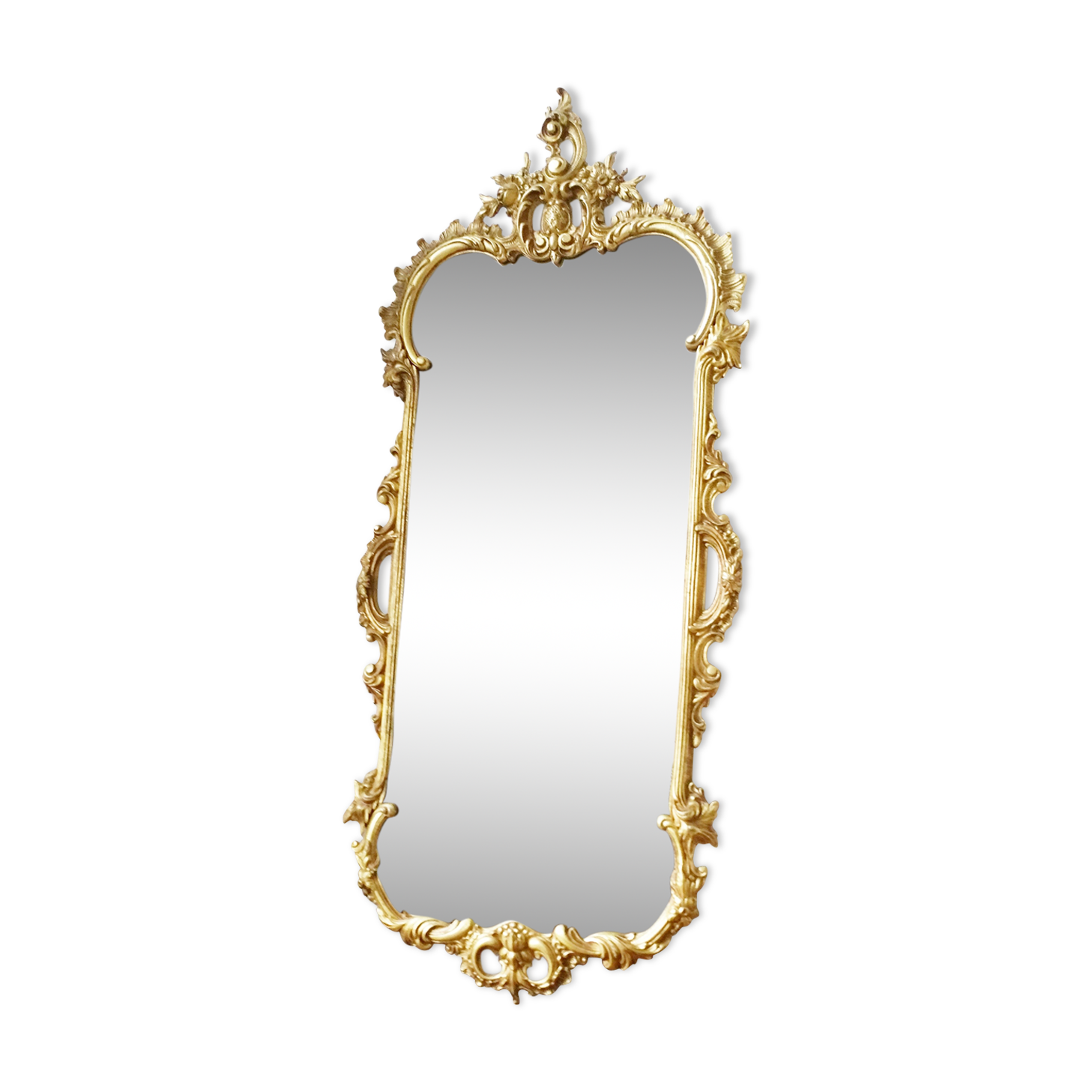 Rococo mirror metal Golden of the nineteenth 33x73cm