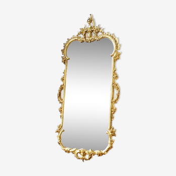 Rococo mirror metal Golden of the nineteenth 33x73cm