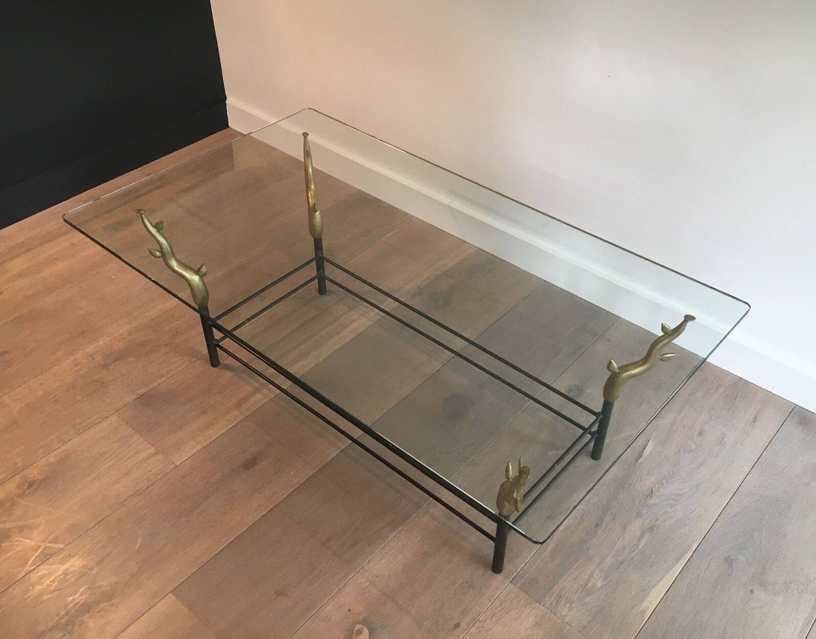 Table basse en fer forgé dans le goût de Willy Daro
