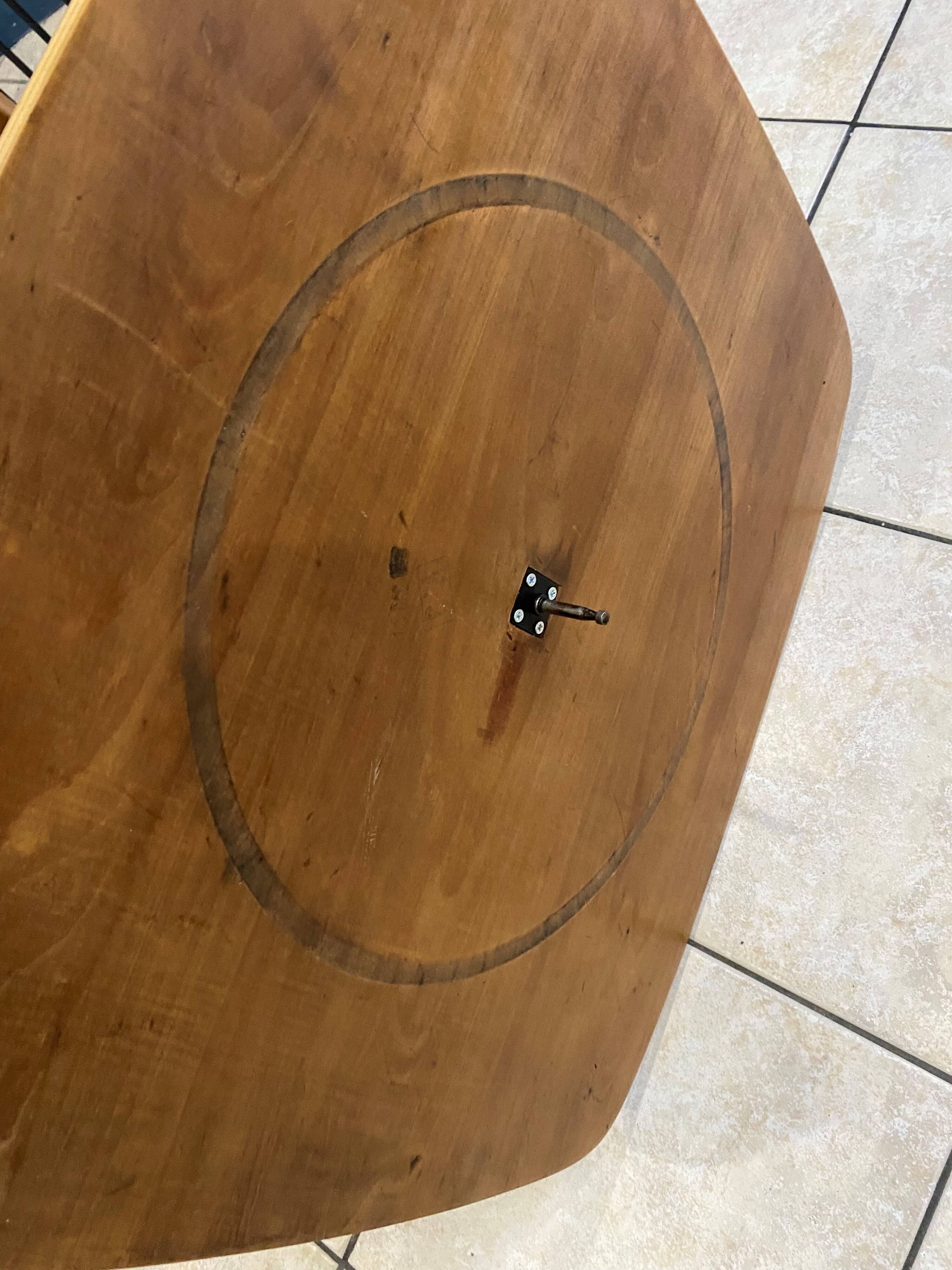 Scandinavian wooden side coffee table with vintage 50s swivel top