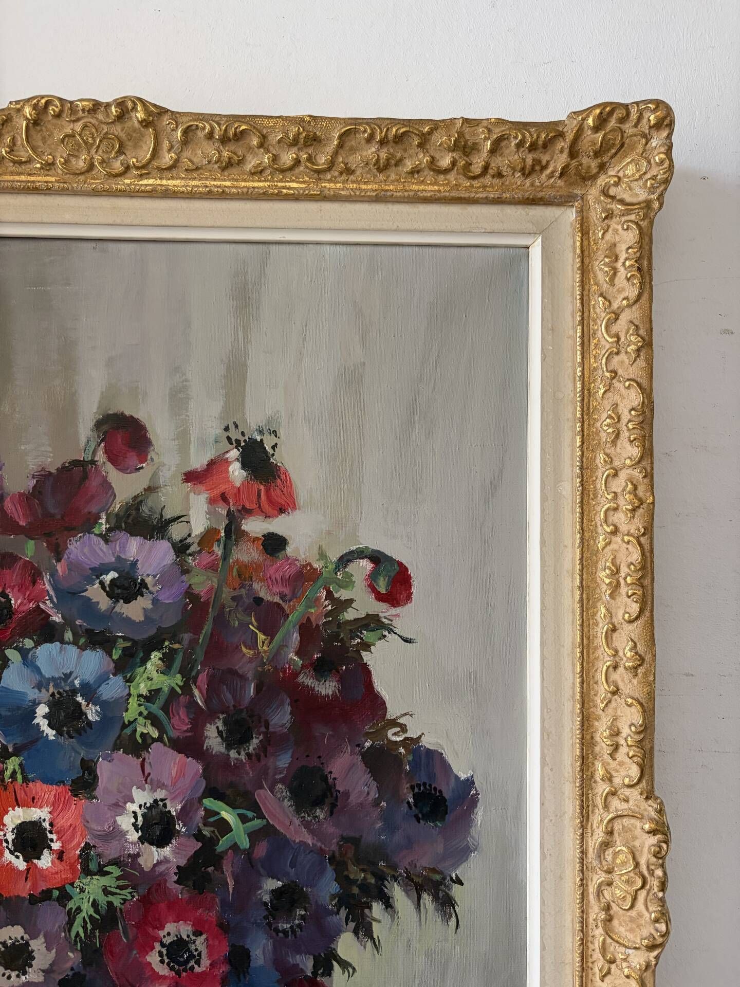 Oil on canvas "Anemones" signed Henry Joseph Pauwels.
