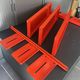 Modular red metal wall shelf in Congresso Lips Vago style.