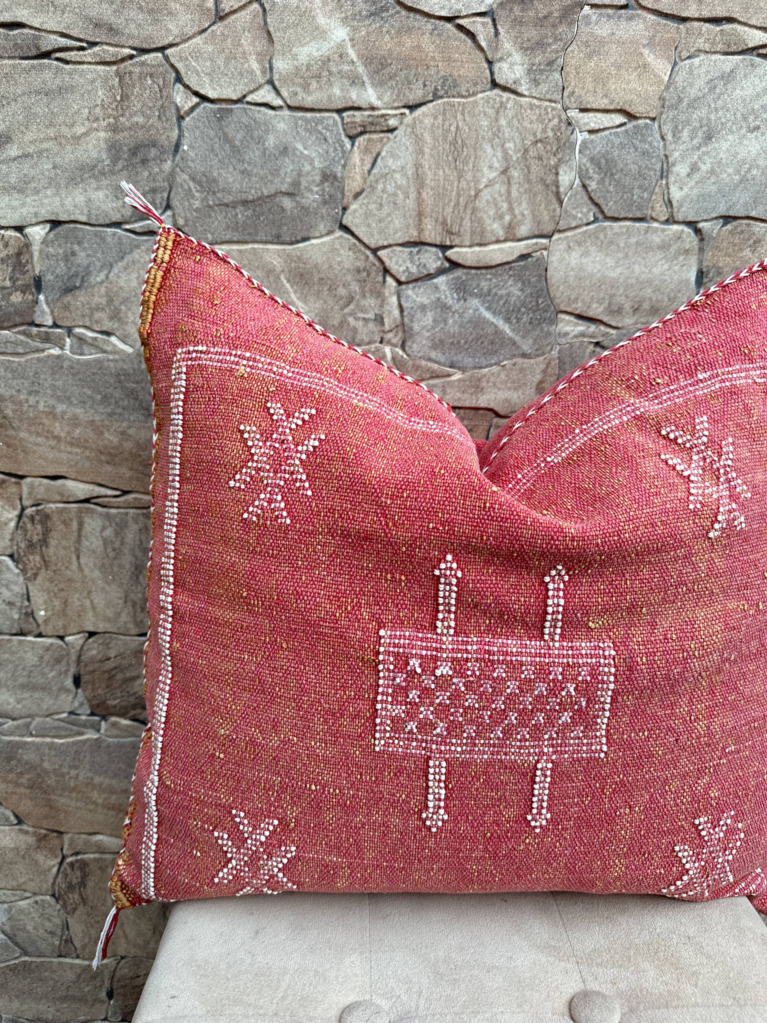 Cactus silk cushion cover: Handwoven Moroccan Sabra cushion