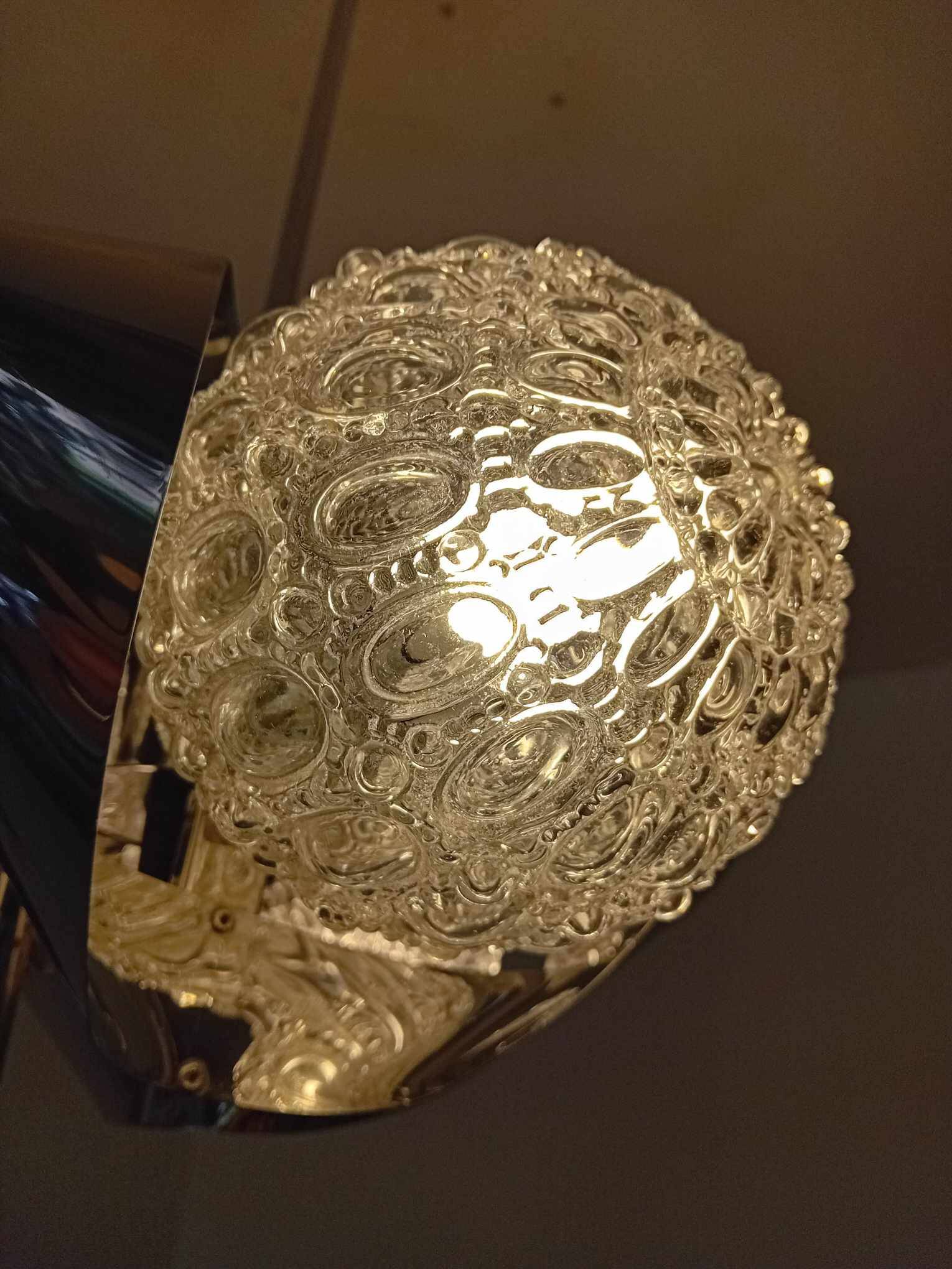 3 ball chandelier with stainless steel frame from the 70s Space Age