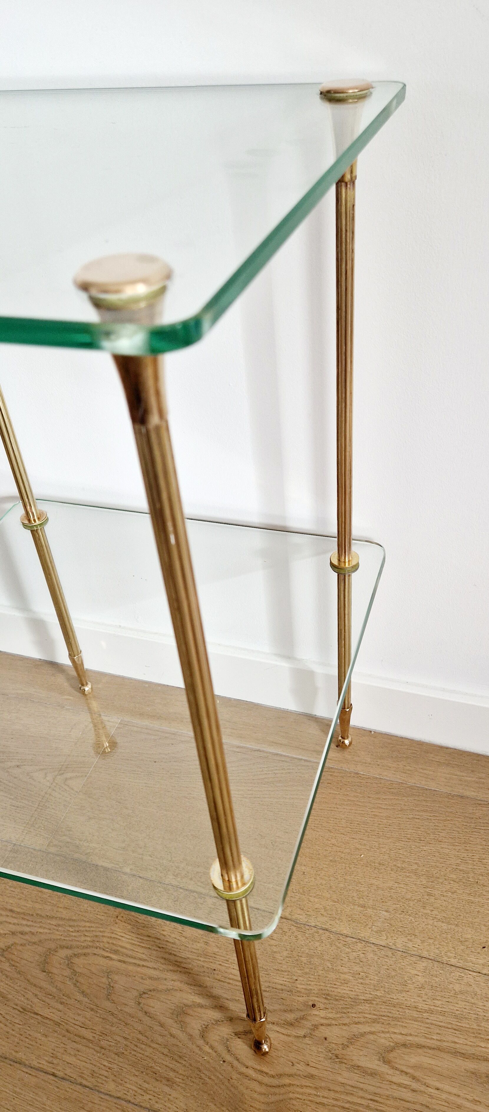 Glass and brass side table 70s