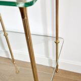 Glass and brass side table 70s
