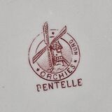 Grande assiette creuse terre de fer ou petit plat rond creux ancien Moulin des loups modèle Dentelle