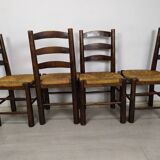 4 brutalist straw chairs