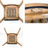 Chaise vintage Mid-Century à barreaux en bois massif avec assise à ressorts