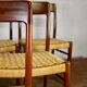 Suite de 6 chaises scandinaves en corde et teck