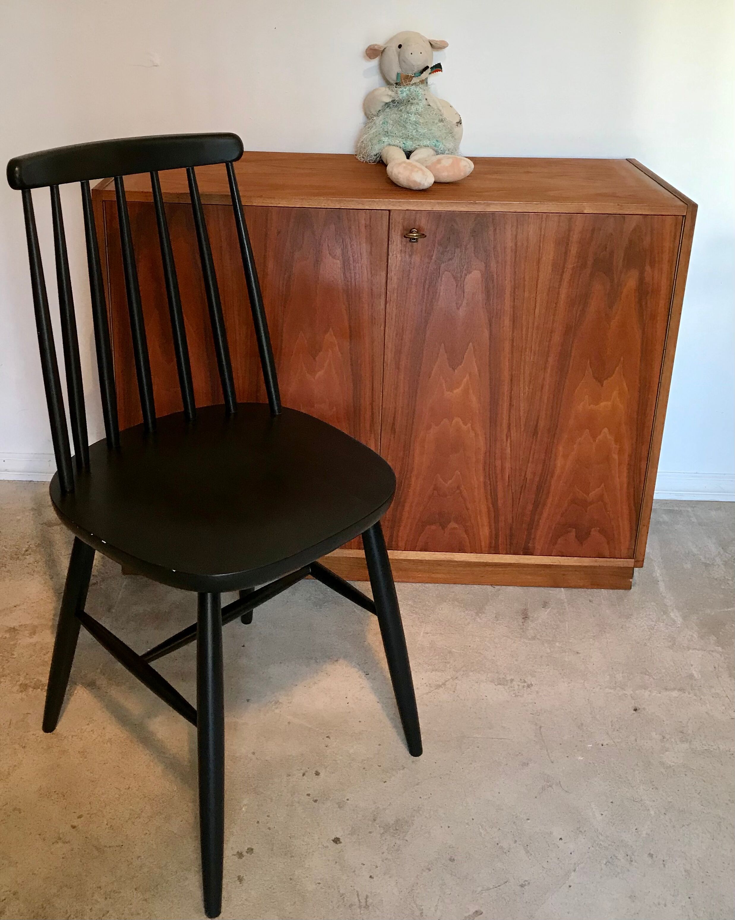 Low vintage blond walnut buffet