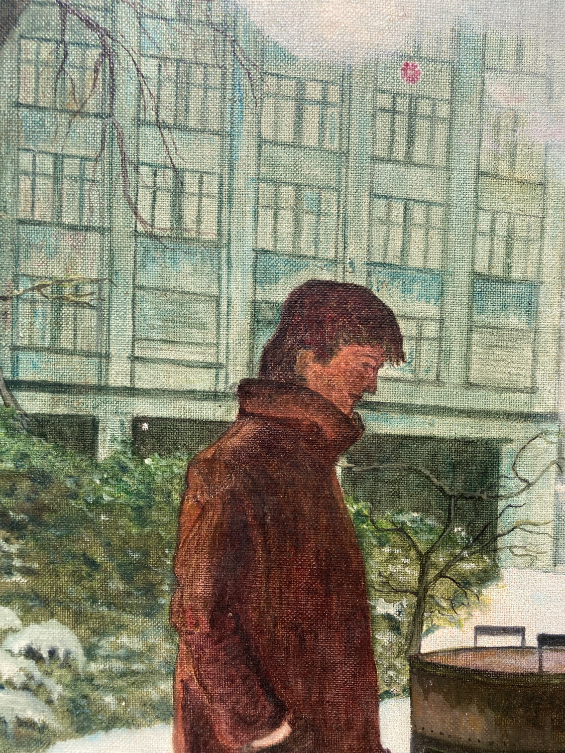 Anxian painting Painting seller of brown on vintage canvas