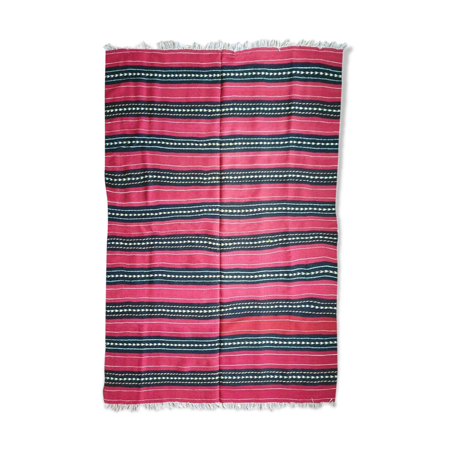 Hand-woven red wool rug
