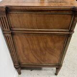 Louis XVI style mahogany commode with a grey veined marble top, 19th century