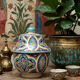 Large ancient jobana from Fes in polychrome faience, Morocco 20th century.