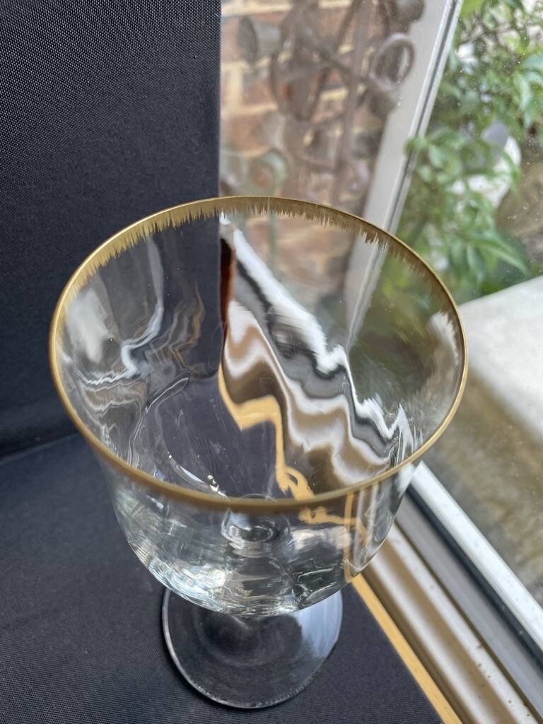 6 Daum water glasses with gold putoises