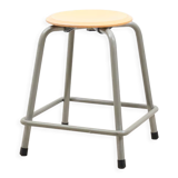 Low gray beech stool with footrest