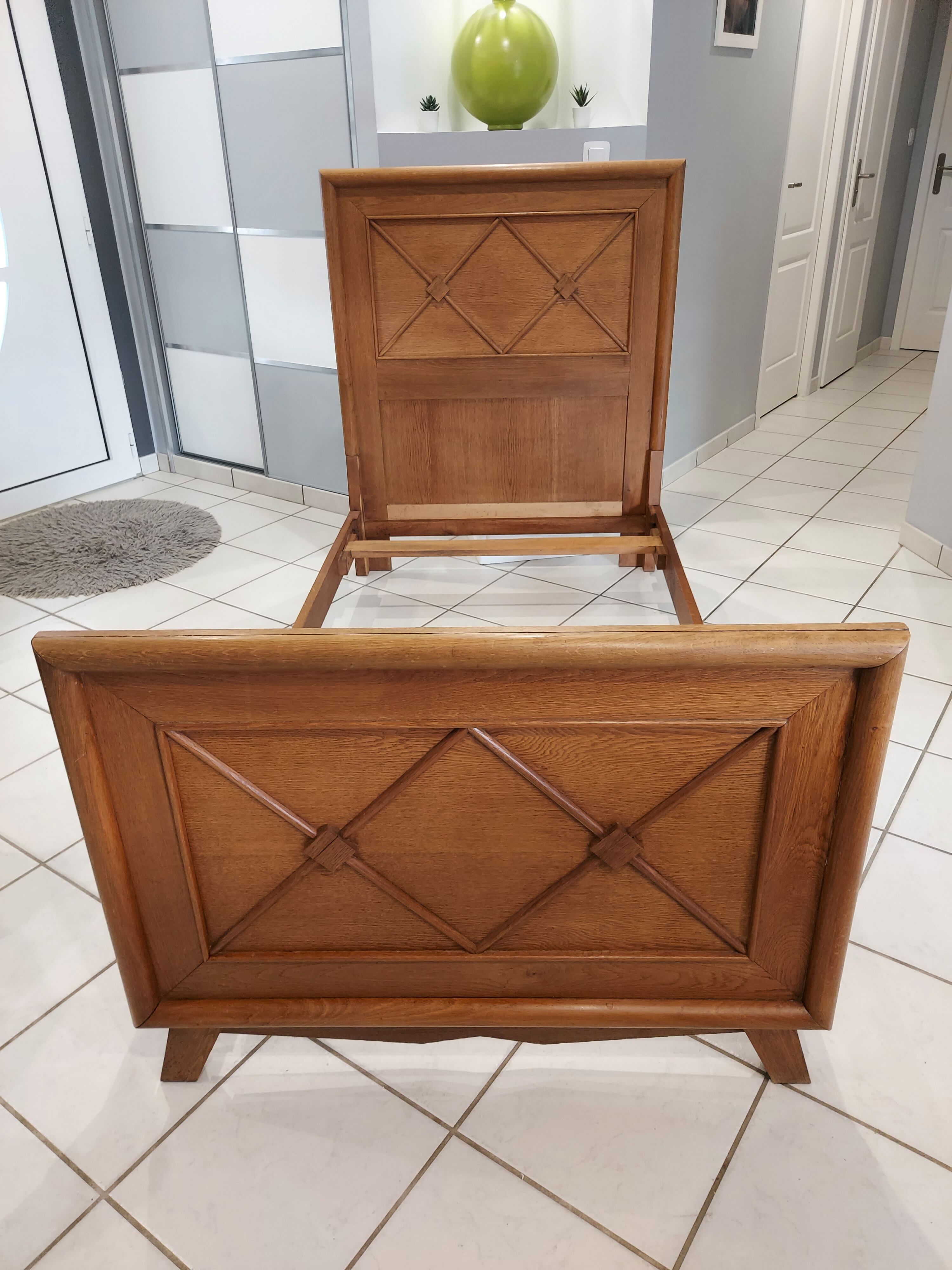 Single bed with crosspieces Manufrance vintage 1950