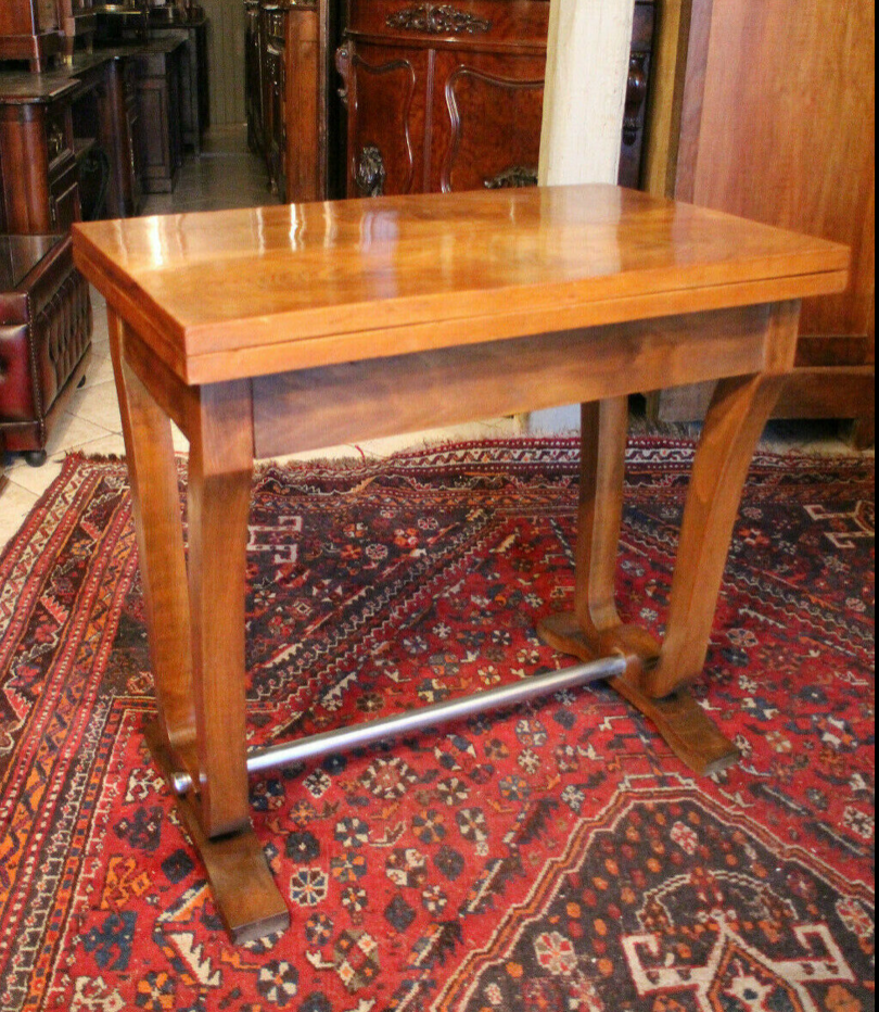 Table console blond walnut design 1930 - 1950 wallet tray