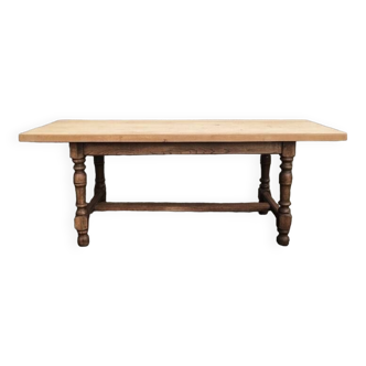 Solid light raw oak farm table