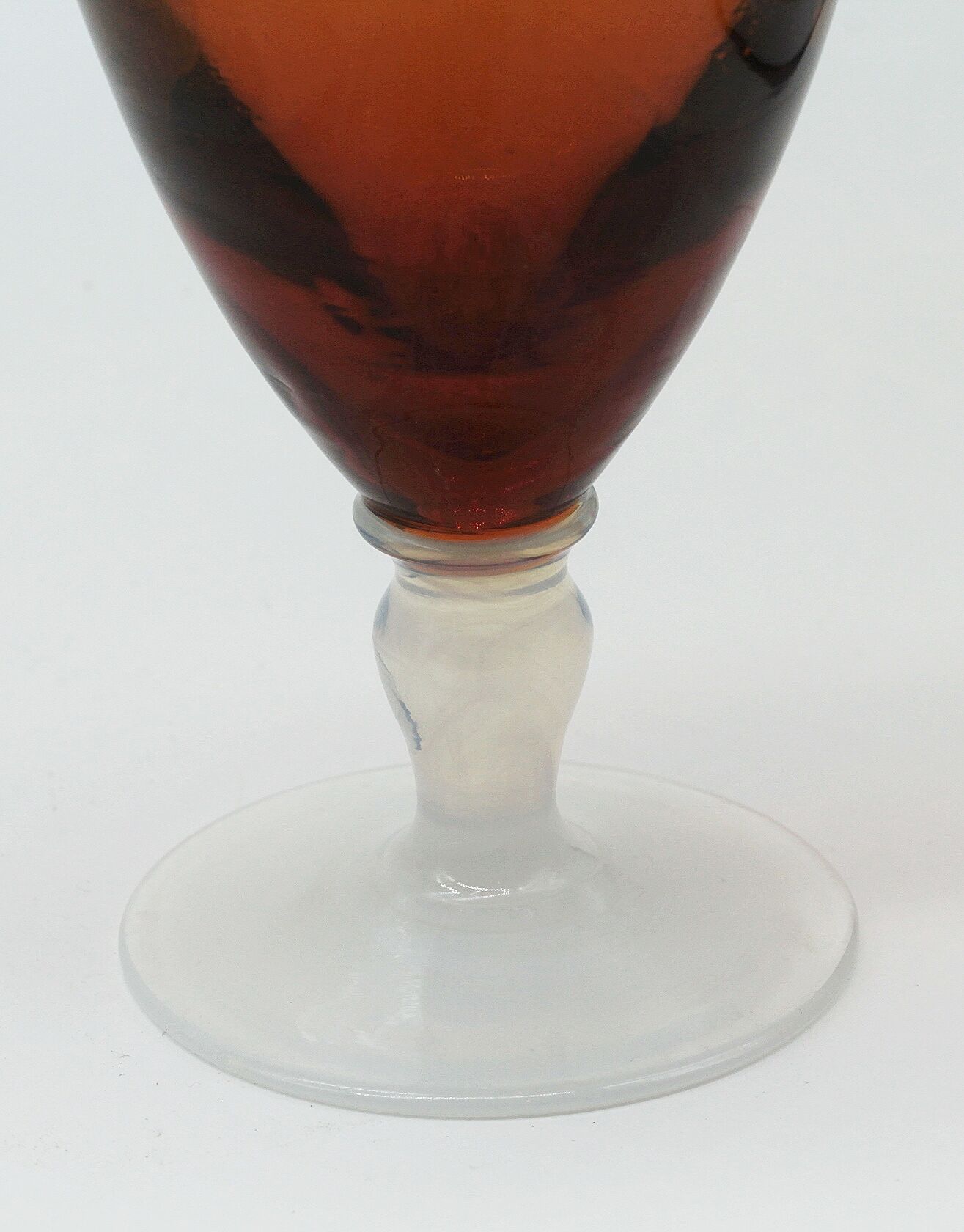 Brown and white opaline vase