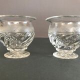 Paire de moutardiers anciens en verre