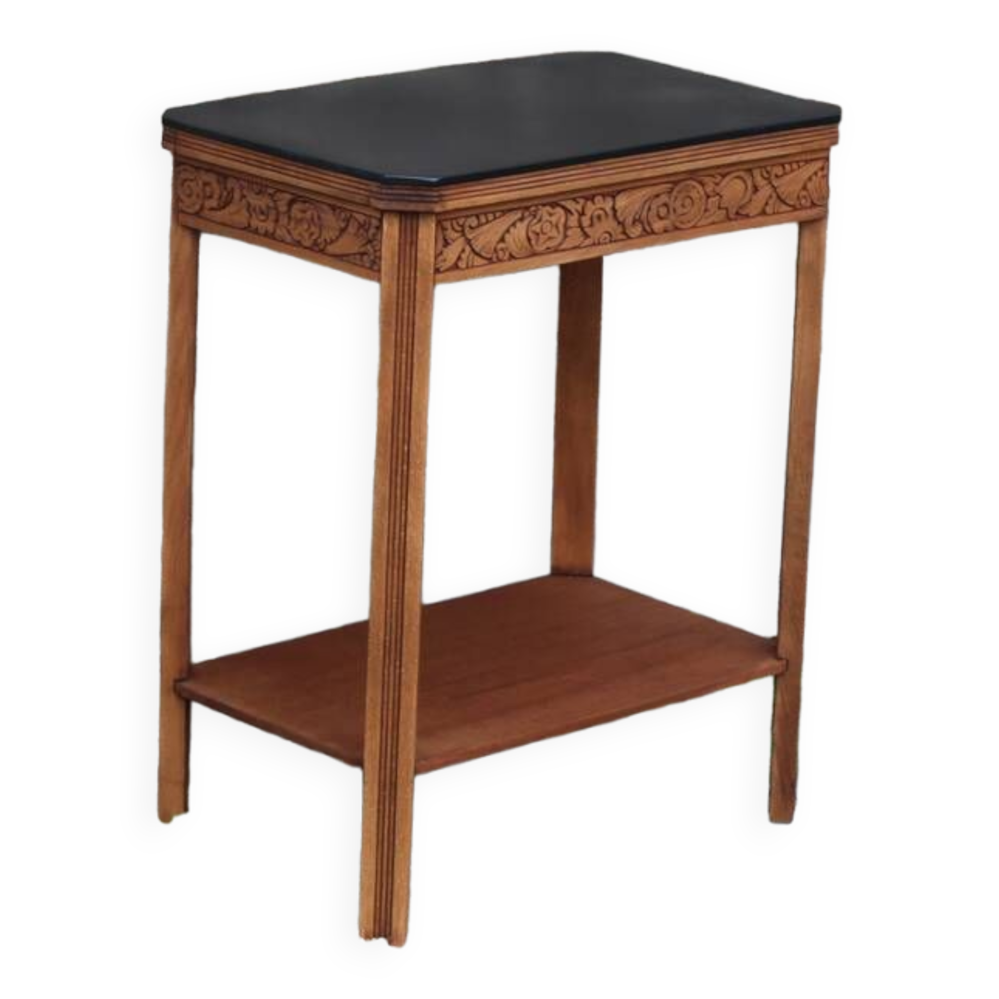 Art deco engraved wood side table