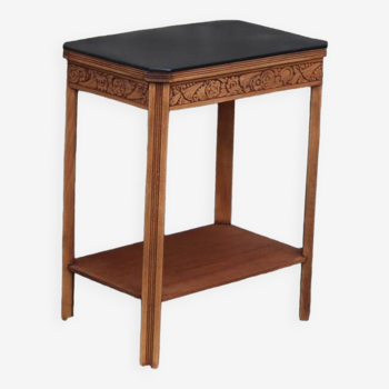 Art deco engraved wood side table