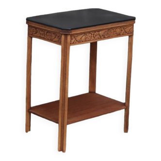 Art deco engraved wood side table