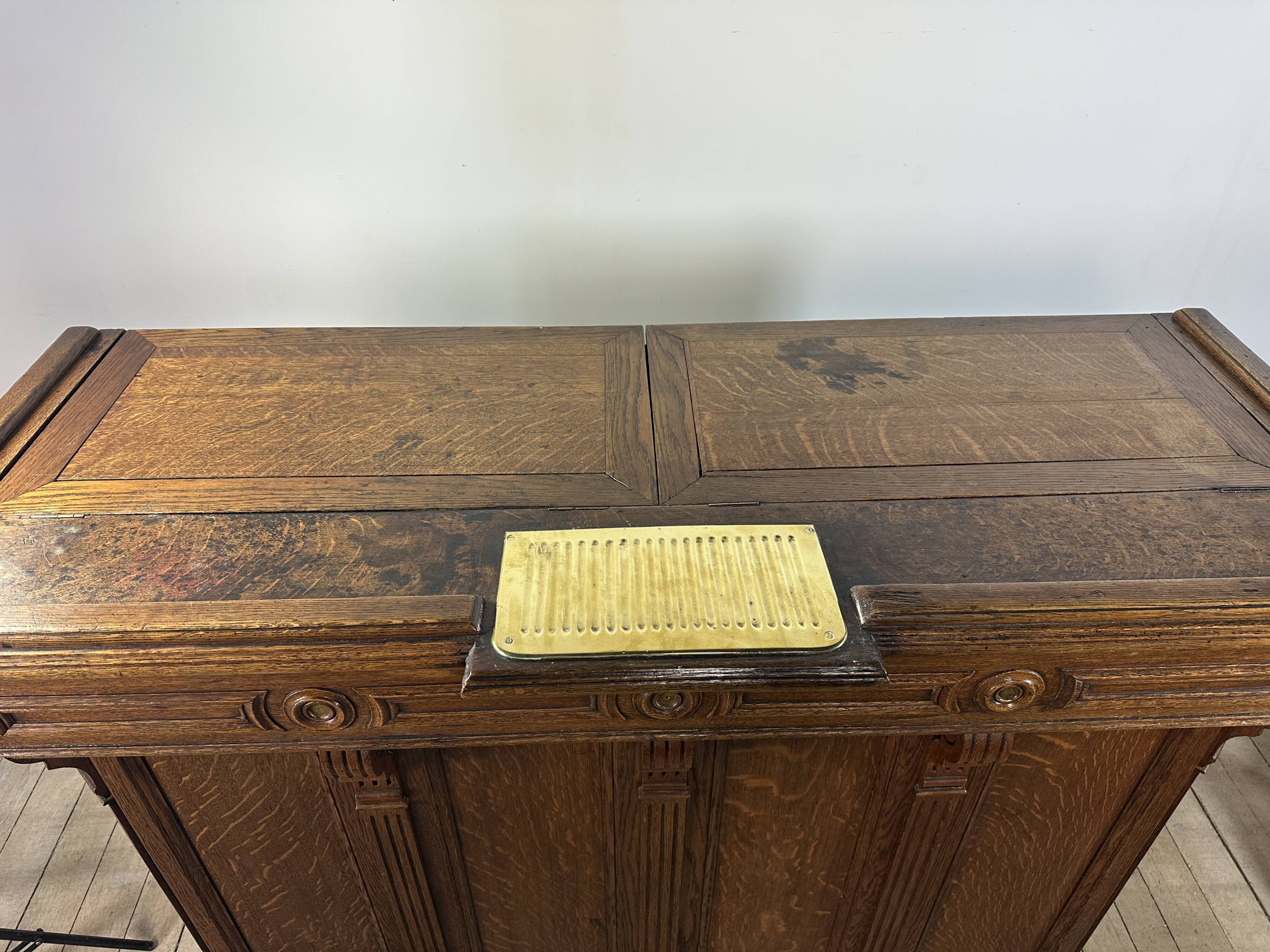 Solid oak reception counter from the late 19th century.