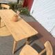 Antique vintage bistro table in solid raw wood for 6 people