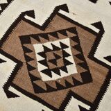 3x11 Kilim Cream & Brown Tribal Kilim Runner Rug, 99x322Cm