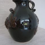 Dark brown ceramic potiche