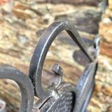 Vintage 1950s fireplace screen, fan shape.