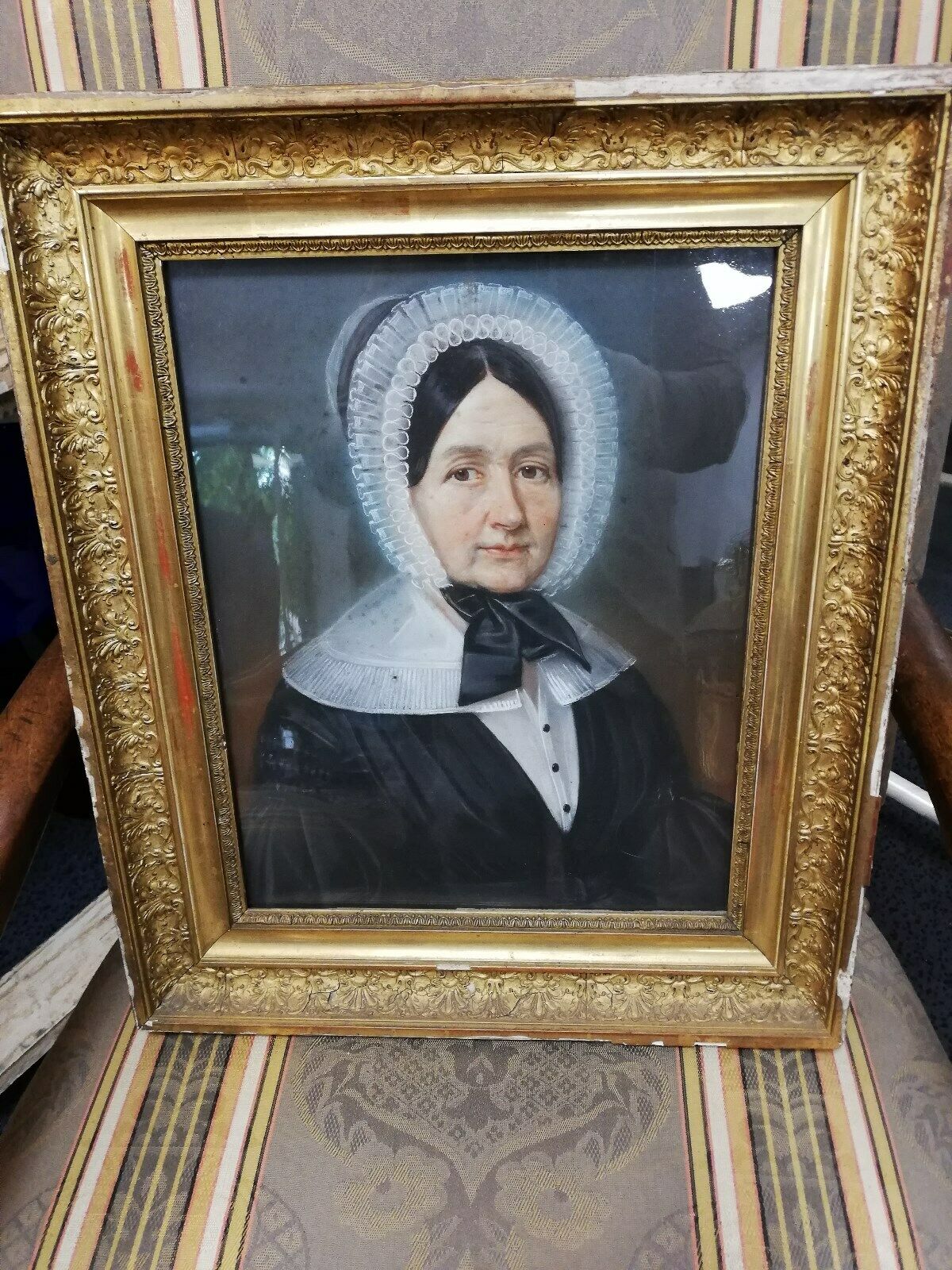Old portrait pair man & woman